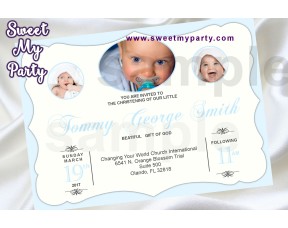 Baptism Invitation with photo,Christening Invitation with photo,First Communion Invitation with photo,(2bb)